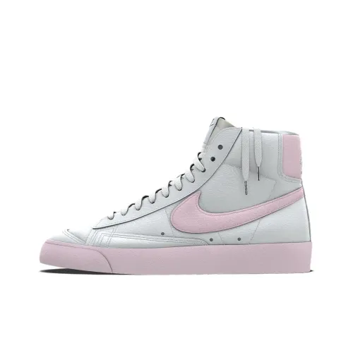 Nike Blazer Термический Slip-resistant Амортизация Устойчивый к истиранию Высокий топ Скейтборд Кроссовки Унисекс Розовый Белый