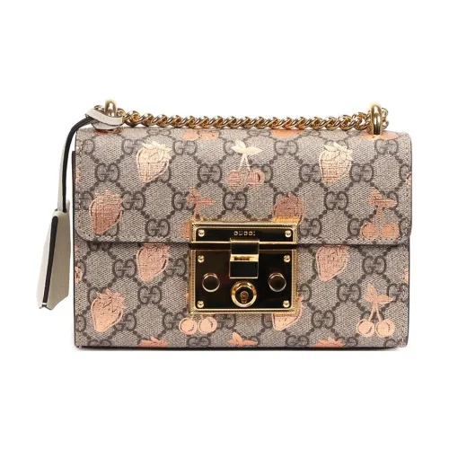 GUCCI Навесной замок Холст с кожей Сумка для коробок Сумка через плечо Женская Эбеновый