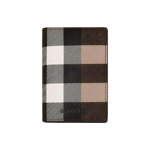 Burberry Складной Футляр Для Карт В Клетку 4 Отделения Для Карт Внутренние Карманы Со Свободным Доступом Вручную Прокрашенные Края