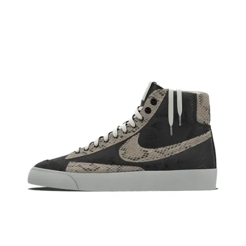 Nike Blazer Slip-resistant Амортизация Устойчивость к износу Высокий топ Скейтборд Кроссовки Унисекс Черный Серый