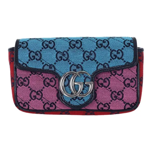 GUCCI Marmont Холст с замшей Сумка через плечо Экстра мини Женская Многоцветная