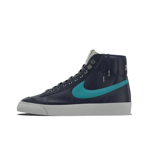 Nike Blazer Slip-resistant Амортизация Устойчивость к износу Высокий топ Скейтбординг Кроссовки Унисекс Черный Синий