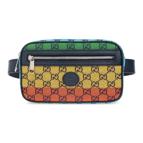 GUCCI Canvas с кожаными вставками холщовая сумка сумка через плечо поясная сумка унисекс разноцветная