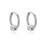 Нейтральные круглые серьги - квадратные, серебряные