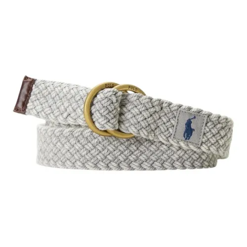 Polo Ralph Lauren ICONIC Little Лошадь Вышивка Двойная кольцевая пряжка Хлопок Кожаные ремни Мужской Серый Ширина 3,2 см
