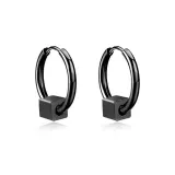 Нейтральные круглые серьги - квадратные, черные