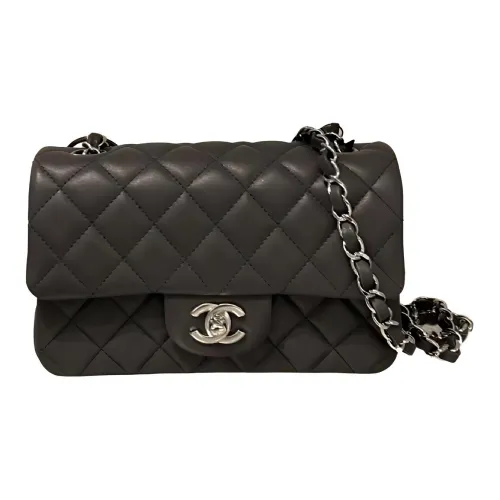 CHANEL Classic Flap CF Sheepskin Flap Bag Crossbody Bag Mini Women's Dark Gray