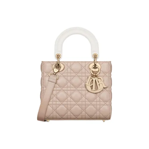 DIOR Lady Dior Sheepskin Сумка Маленькая Женская Молочный Белый и Бежевый Коричневый