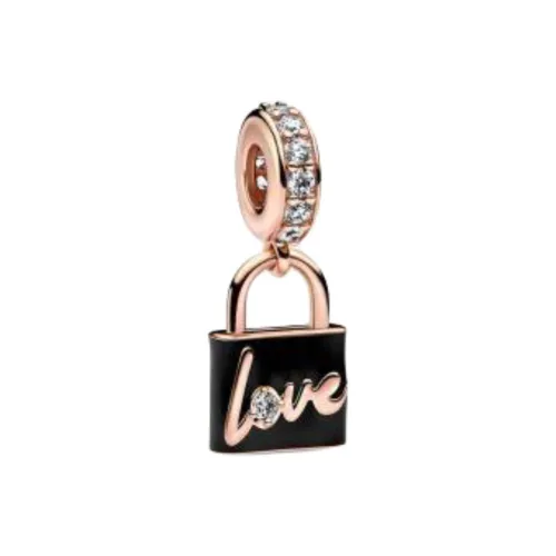 Pandora Кубический цирконий покрытие из 14k розового золота эмаль подвески с эмаллю женские черный