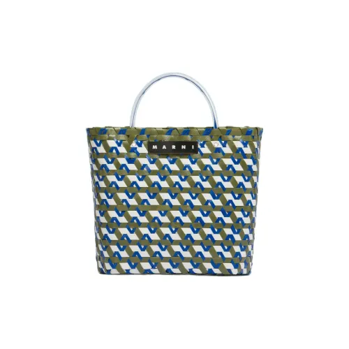MARNI Тканый материал Тоут Сумка Сумка для покупок Сумка Женская Зеленая и Белая