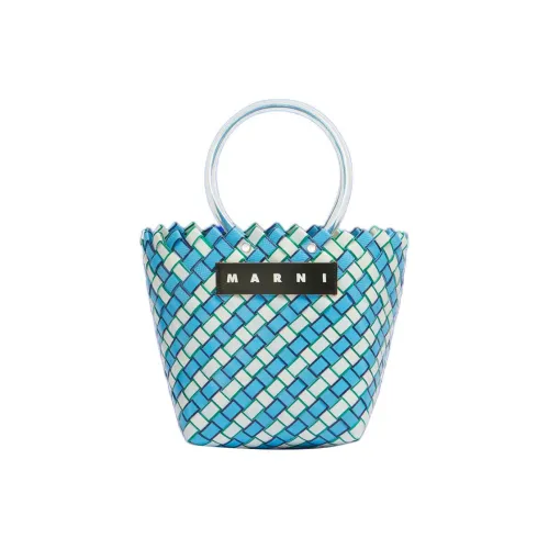MARNI Полипропиленовая Коробка-Сумка из Коровьей Кожи Женская Белая и Синяя