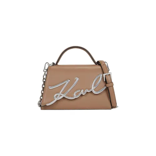 Karl Lagerfeld Корова Кожа Одно Плечо Ручная Сумка Сумка через плечо Маленькая Женская Грибной Коричневый