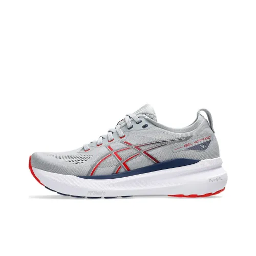 Asics Gel Kayano 31 Low Топ Беговые кроссовки Мужские Piedmont Серый Огненно-красный