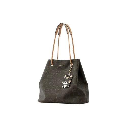 FION Покрытый холст ведрообразной сумки сумка сумка через плечо женская кофейный и кофейный