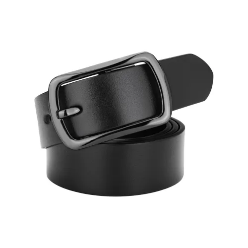 Cows Reign Застежка Тонкий Натуральная кожа Бизнес ремни Ремни из крупнозернистой текстуры коровьей кожи Мужской Черный Ширина 3,4 см