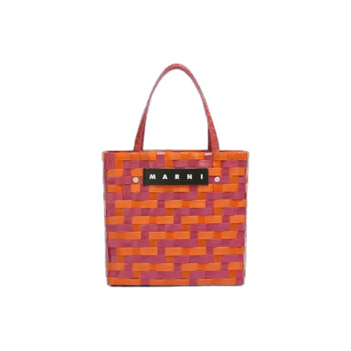 MARNI MARKET Буква Patch Ткани вязаные Дизайн Сумка-тоут Сумка для покупок Сумка Мини Женская Фуксия Розовый