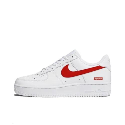 Supreme x Nike Air Force 1 Low Скейтборд Кроссовки Топ Унисекс Белый Красный
