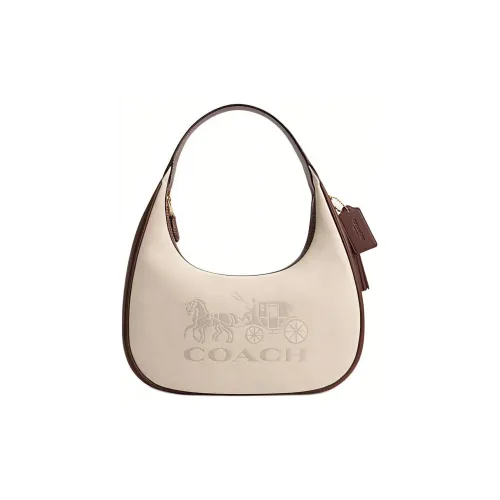 COACH Сумка из ткани с коровьей кожей сумка через плечо большая женская естественного цвета