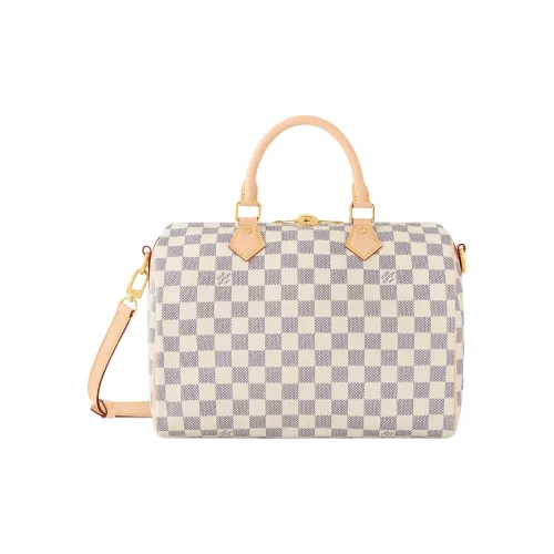 LOUIS VUITTON Speedy Damier Azur Покрытый холст Pillow Bag Сумка через плечо Сумка Унисекс Бежевый Серый