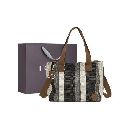 FOXER Canvas Bag Tote Bag Shopping Bag Shoulder Bag Large Women's Black White