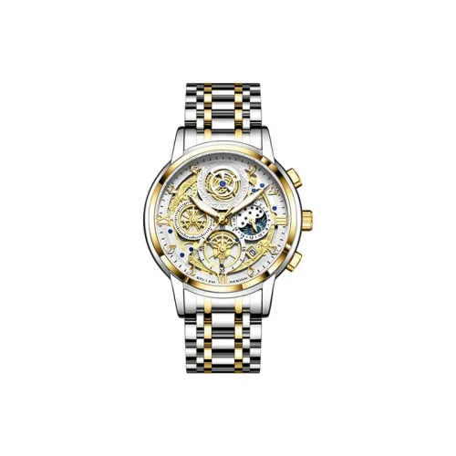 SOLLEN Модный Многофункциональный Мужской Стальной Браслет Кварцевый Механизм Часы Мужские Часы Белый Циферблат