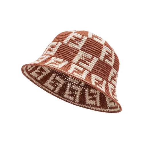 FENDI Cotton Bucket Hats Женские Коричневый