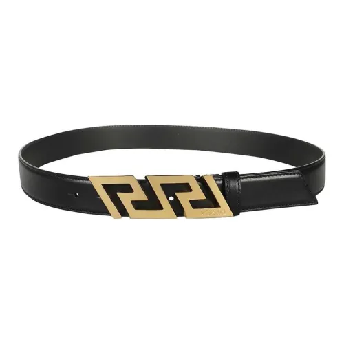 VERSACE Логотип Идентификация Телячья кожа Кожаные ремни Мужской Черный