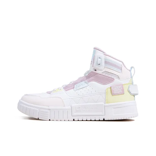 QIAODAN Покрытие Противоскользящие Баланс Легкие Высокие Кроссовки для скейтбординга WOMEN'S JORDAN Белый Туманно-фиолетовый