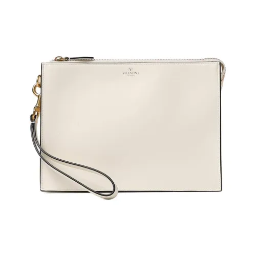 Valentino Smooth Calfskin Clutch Men's White Валентино Smooth Телячья кожа Клатч Мужской Белый