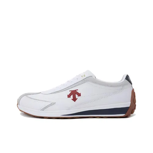 DESCENTE Cron Racer Slip-resistant Abrasion-resistant Low Top Casual Unisex White Red DESCENTE Cron Racer Противоскользящий Устойчивый к истиранию Низкий Топ Повседневный Унисекс Белый Красный