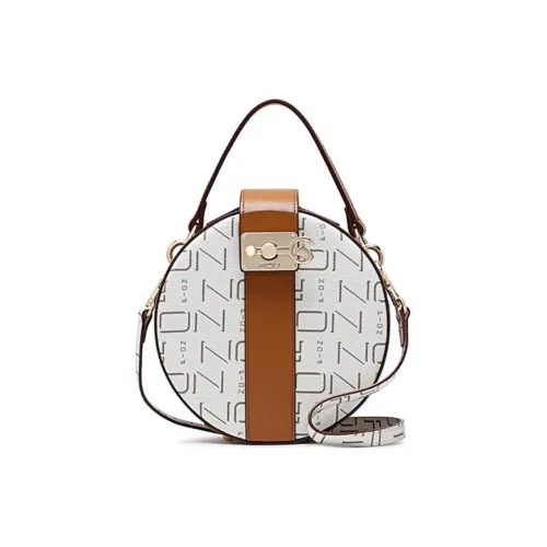 FION PVC Маленькая Круглая Сумка Сумка через плечо Маленькая Женская Кофейная и Черная Экрю и CAMEL