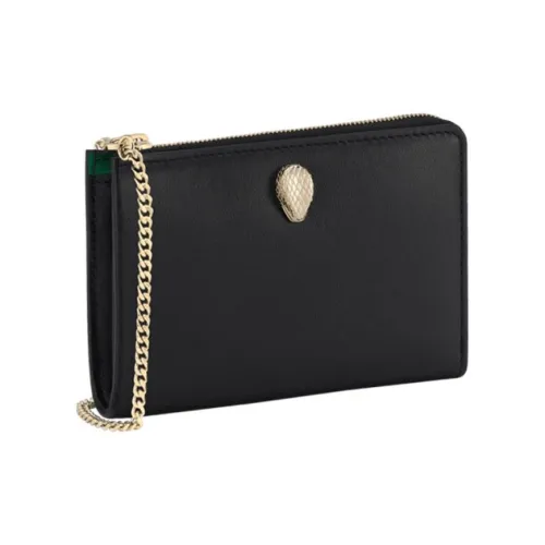 BVLGARI Serpenti Forever Series Держатель для карт из телячьей кожи Женские Черный