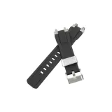 Черный ремешок + металлическая серебристая пряжка, серебряный петля-соединитель.