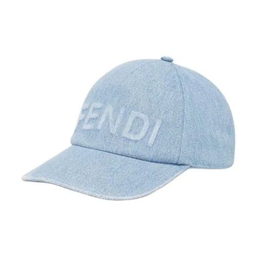 FENDI Denim Cotton Metal Caps Women's Light Blue