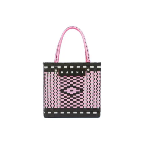 MARNI Полипропиленовая с поливинилхлоридной плетеной сумка женская розовая и черная