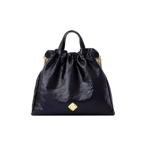 FION Корова Кожа Ведрообразная Сумка Сумка Сумка через плечо Большая Женская Классическая Черная