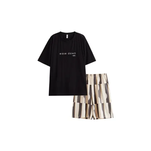 Peninsula City Пижамный комплект Мужской Черный Белый