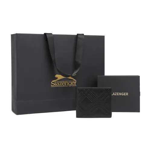 Slazenger Кошелек из коровьей кожи мужской обсидиановый черный