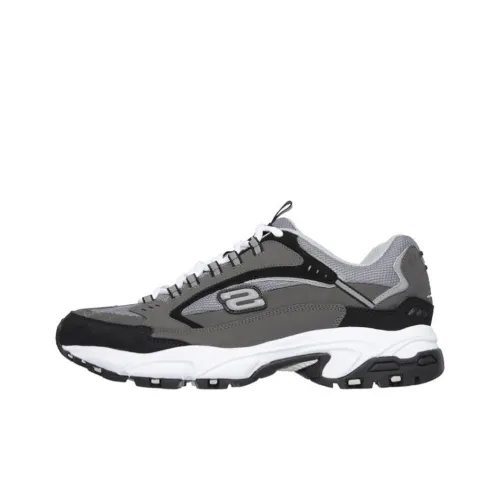 Skechers Stamina Устойчивые к истиранию Низкие Топ Кроссовки для бега Мужские Черные Серые