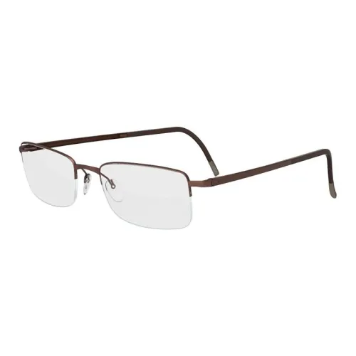 SILHOUETTE Titanium Rectangular Eyeglass Frames Men's Brown
