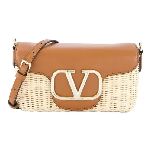Valentino Garavani Солома с кожаными вставками сумка на плечо женская коричневый и белый