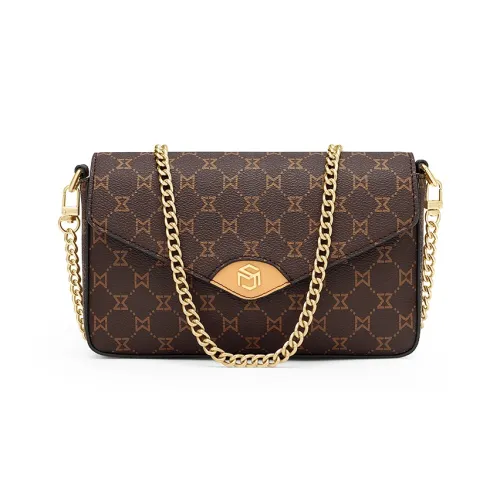 MashaLanti ПВХ Маленькая Квадратная Сумка Подмышка Сумка через плечо Стандартная Женская Темно-Коричневая