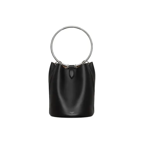 Alaia Телячья кожа и латунь ведрообразная сумка большая женская черная