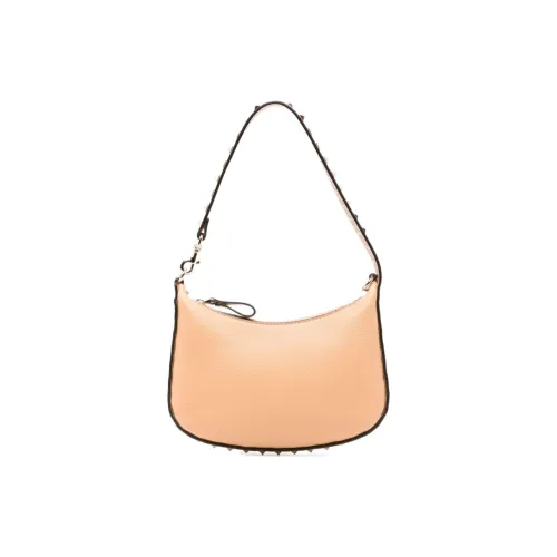 Valentino Rockstud Рельефная Телячья Кожа Хобо Сумка Сумка Сумка через плечо Женская Телесного цвета