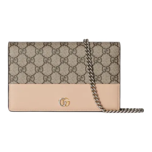 GUCCI GG Marmont Холст Кошелек Женский Бежевый и Эбеновое дерево