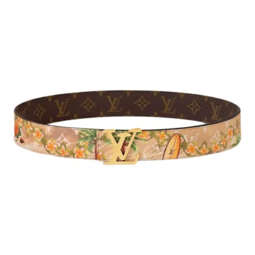 LOUIS VUITTON Ремни из холщовой кожи Мужской Бежевый Ширина 4CM