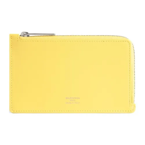 Balenciaga Гладкая Телячья Кожа Кошелек Кошелек для Монет Держатель для Карт Женский Желтый