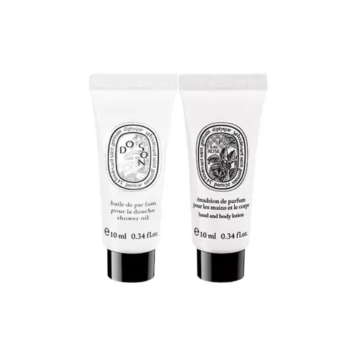 Diptyque Laundry Care Sample Set Duson Кожа Успокаивающий Масло для ванны 10 мл + Розовый Ароматизированный Успокаивающий Лосьон 10 мл