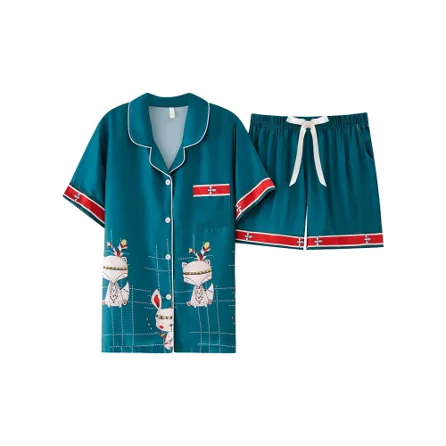 The Story Of The Flower Season Пижамный комплект Женские Павлиний зеленый