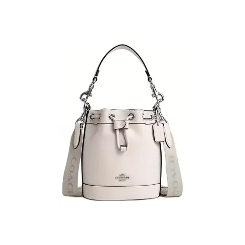 COACH Ведрообразный Корова Кожа Сумка-ведро Сумка через плечо Сумка Мини Women's Silver Мел